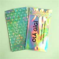 Holographic Iridescent Cosmetics Mylar Packaging Pouch for Cosmetic Ziplock Eyelash Packing  Holographic Bags